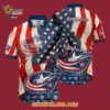 Columbus Blue Jackets With American Flag Pattern Summer Hawaiian Shirt 4