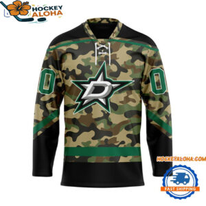 Dallas Stars Camo Veterans Custom Hockey Jersey 1