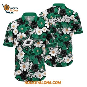 Dallas Stars Tropical Begonia Flower Pattern Summer Hawaiian Shirt 1