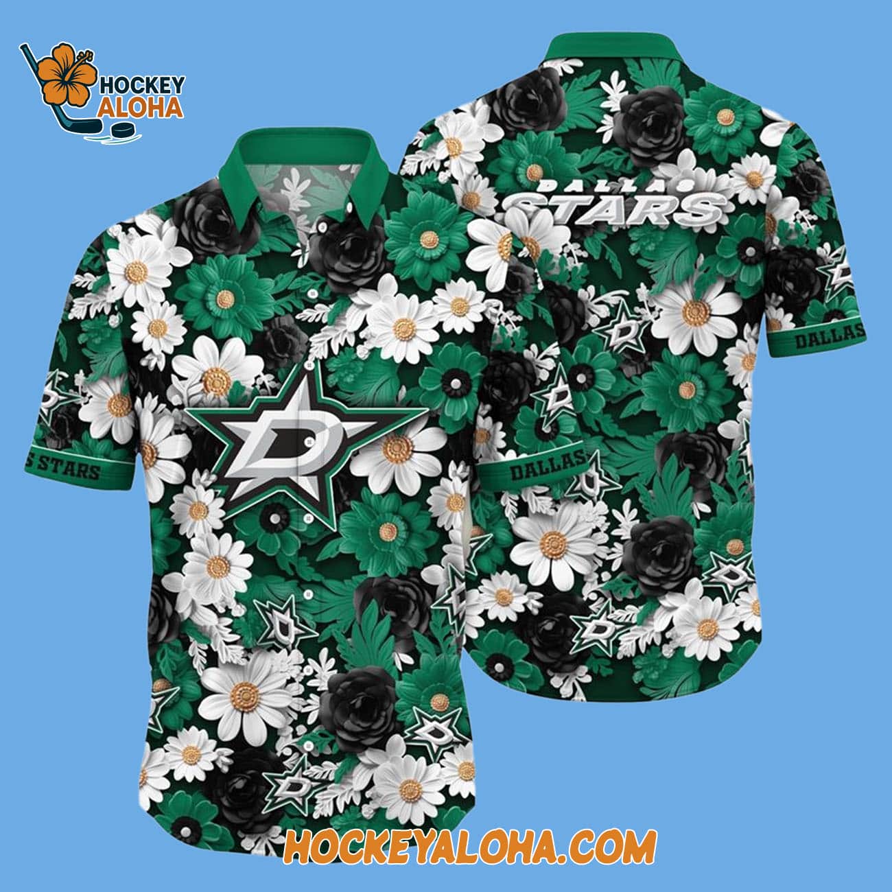 Dallas Stars Tropical Begonia Flower Pattern Summer Hawaiian Shirt Dallas Stars Tropical Begonia Flower Pattern Summer Hawaiian Shirt