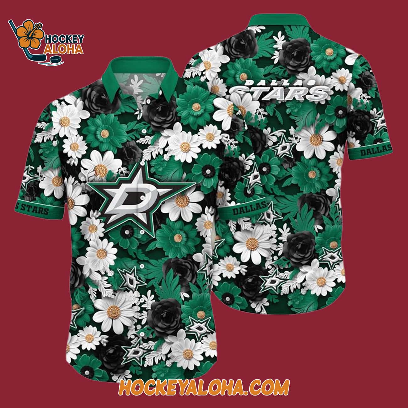 Dallas Stars Tropical Begonia Flower Pattern Summer Hawaiian Shirt Dallas Stars Tropical Begonia Flower Pattern Summer Hawaiian Shirt