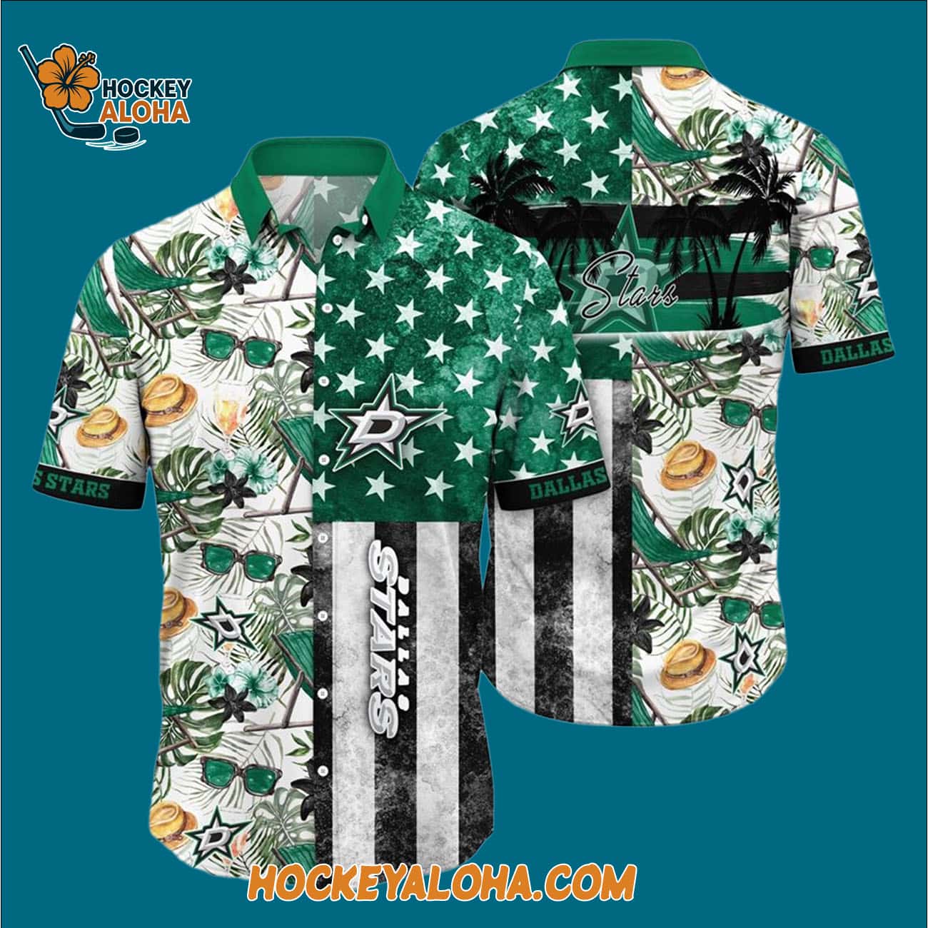 Dallas Stars Tropical Hat And Glasses Pattern Summer Hawaiian Shirt Dallas Stars Tropical Hat And Glasses Pattern Summer Hawaiian Shirt