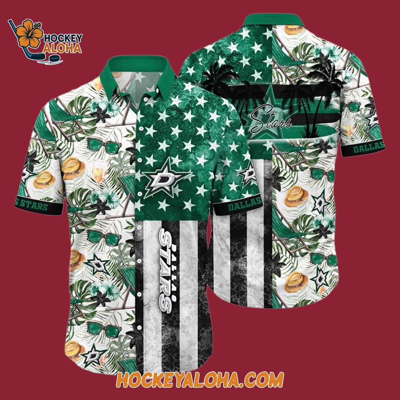 Dallas Stars Tropical Hat And Glasses Pattern Summer Hawaiian Shirt Dallas Stars Tropical Hat And Glasses Pattern Summer Hawaiian Shirt