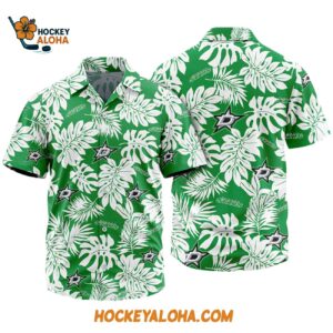 Dallas Stars Tropical Leafs Design Hawaiian Shirt 1