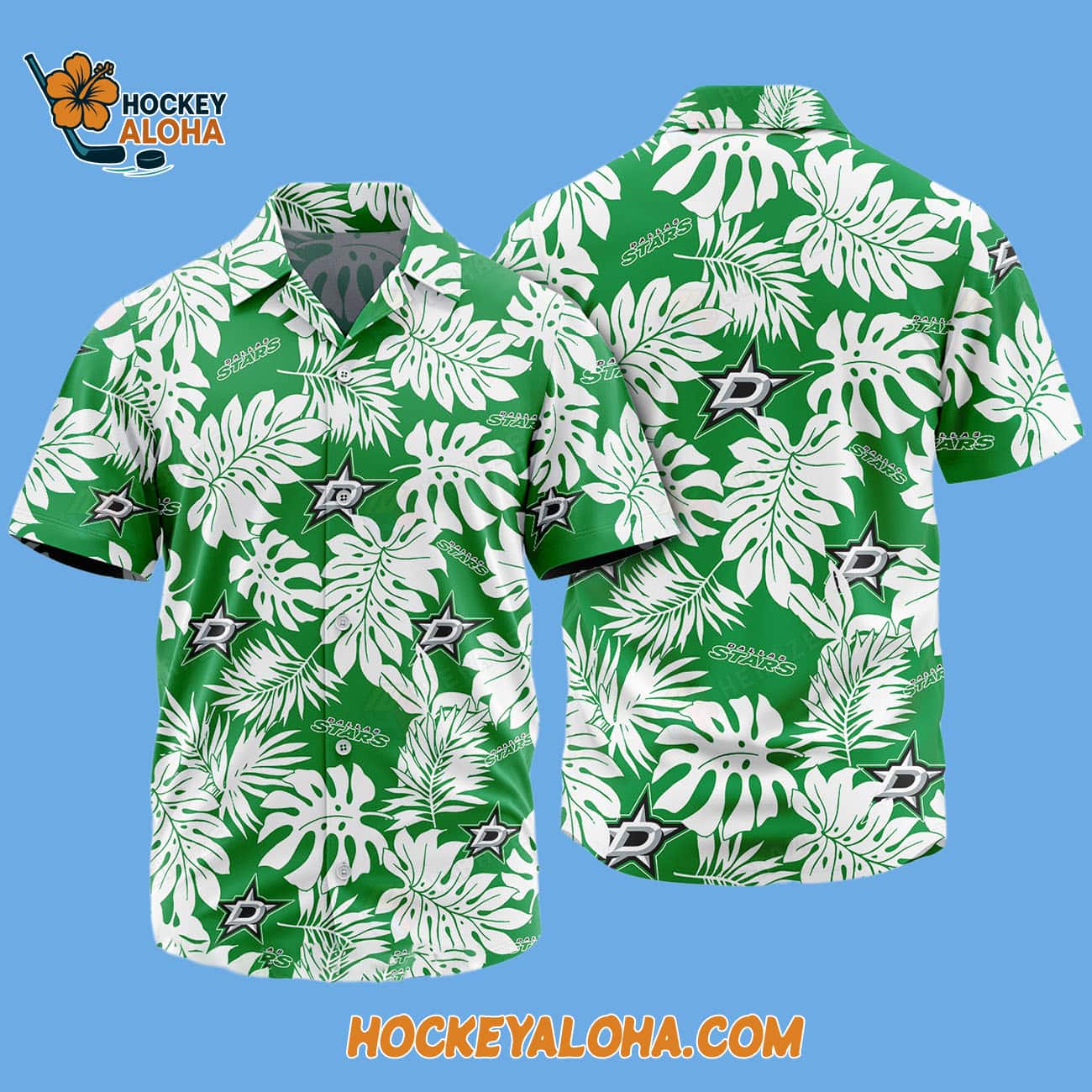 Dallas Stars Tropical Leafs Design Hawaiian Shirt Dallas Stars Tropical Leafs Design Hawaiian Shirt