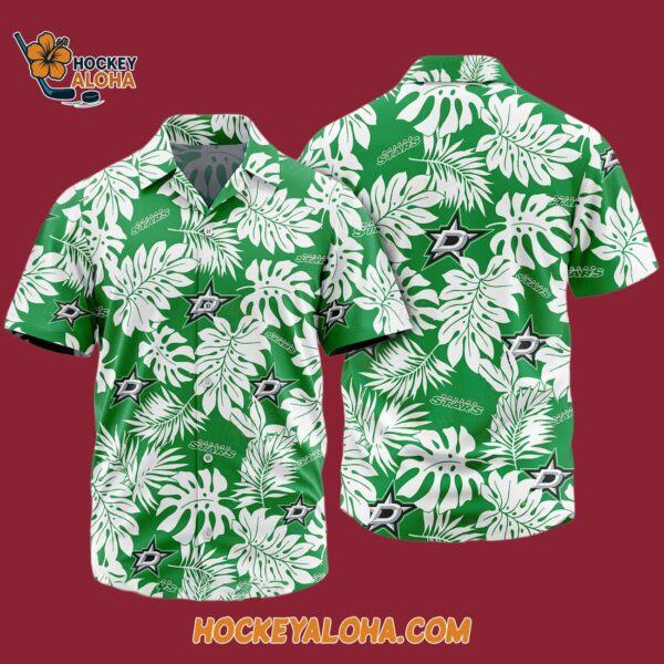 Dallas Stars Tropical Leafs Design Hawaiian Shirt 4