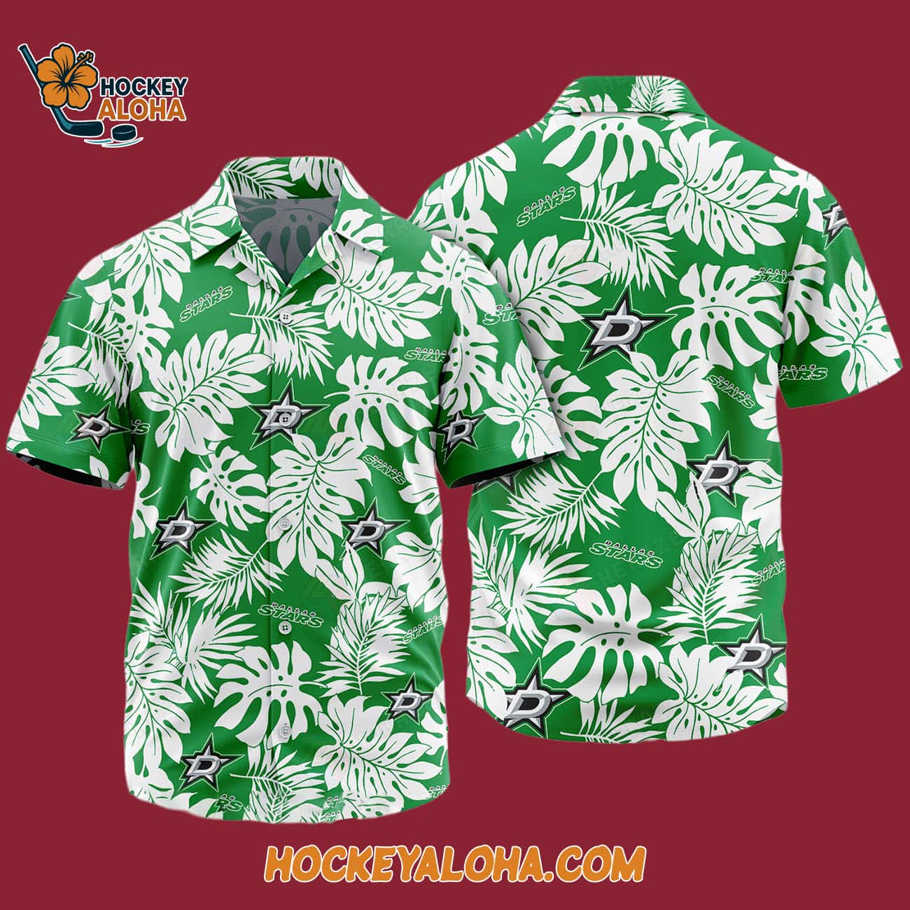 Dallas Stars Tropical Leafs Design Hawaiian Shirt Dallas Stars Tropical Leafs Design Hawaiian Shirt