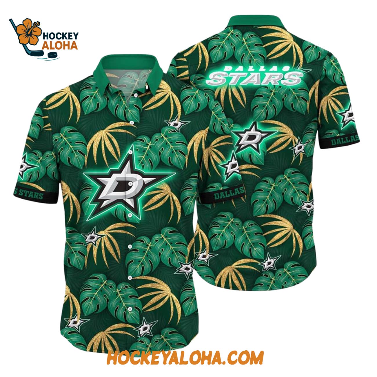 Dallas Stars Tropical Motifs Summer Hawaiian Shirt Dallas Stars Tropical Motifs Summer Hawaiian Shirt
