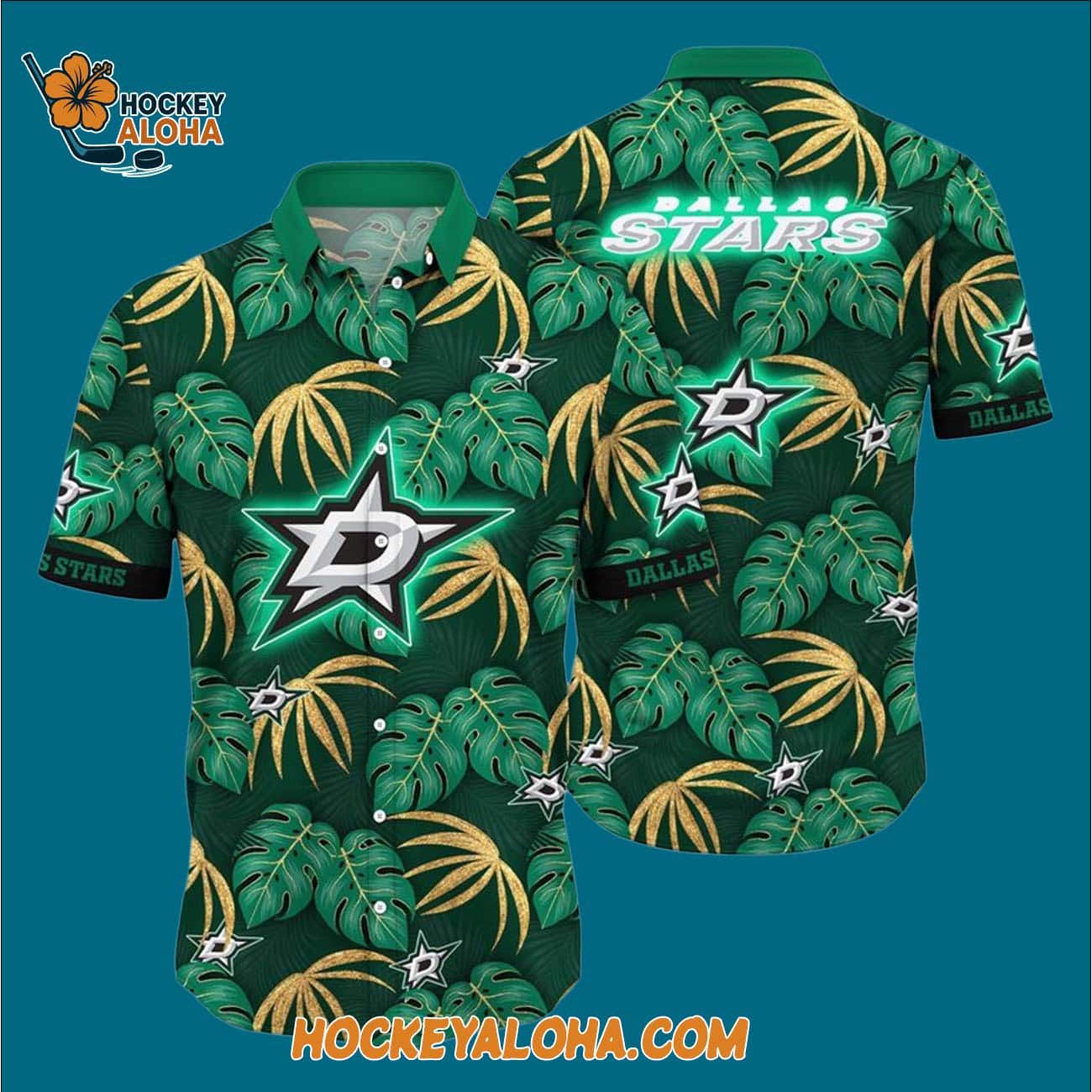 Dallas Stars Tropical Motifs Summer Hawaiian Shirt Dallas Stars Tropical Motifs Summer Hawaiian Shirt