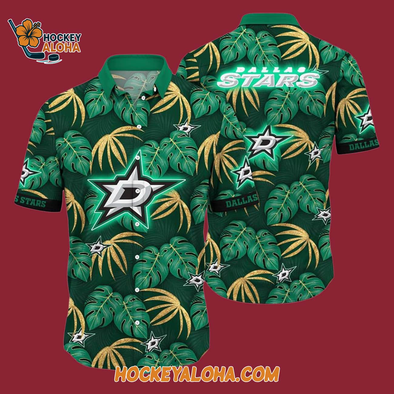 Dallas Stars Tropical Motifs Summer Hawaiian Shirt Dallas Stars Tropical Motifs Summer Hawaiian Shirt