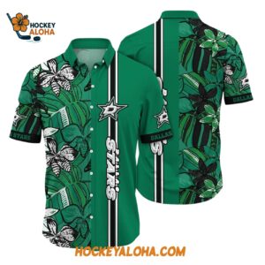 Dallas Stars Tropical Tropical Forest Floral Pattern Summer Hawaiian Shirt 1