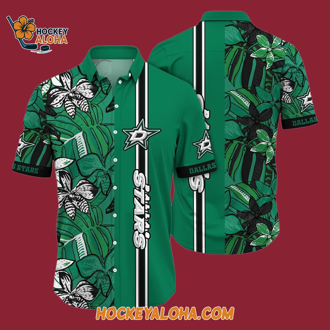 Dallas Stars Tropical Tropical Forest Floral Pattern Summer Hawaiian Shirt Dallas Stars Tropical Tropical Forest Floral Pattern Summer Hawaiian Shirt