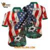 Dallas Stars With American Flag Pattern Summer Hawaiian Shirt 1