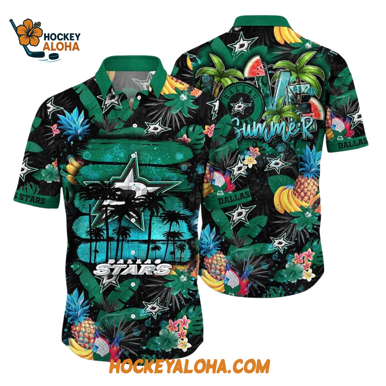 Dallas Stars With Tropical Fruits Summer Hawaiian Shirt Dallas Stars With Tropical Fruits Summer Hawaiian Shirt