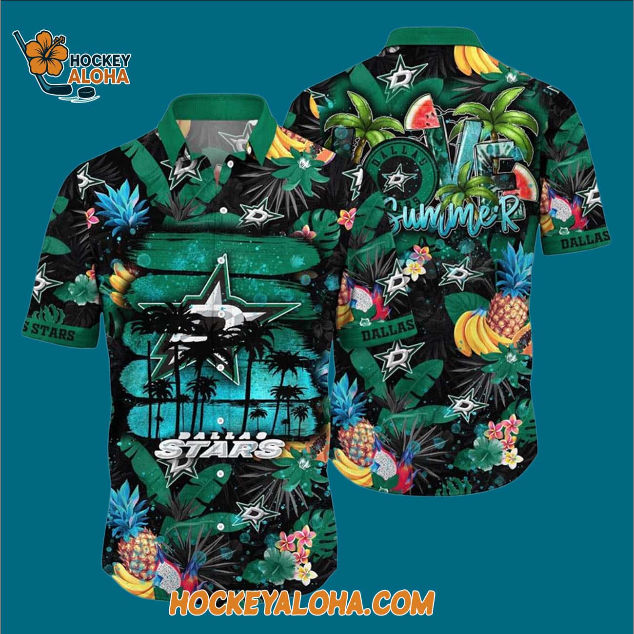 Dallas Stars With Tropical Fruits Summer Hawaiian Shirt Dallas Stars With Tropical Fruits Summer Hawaiian Shirt