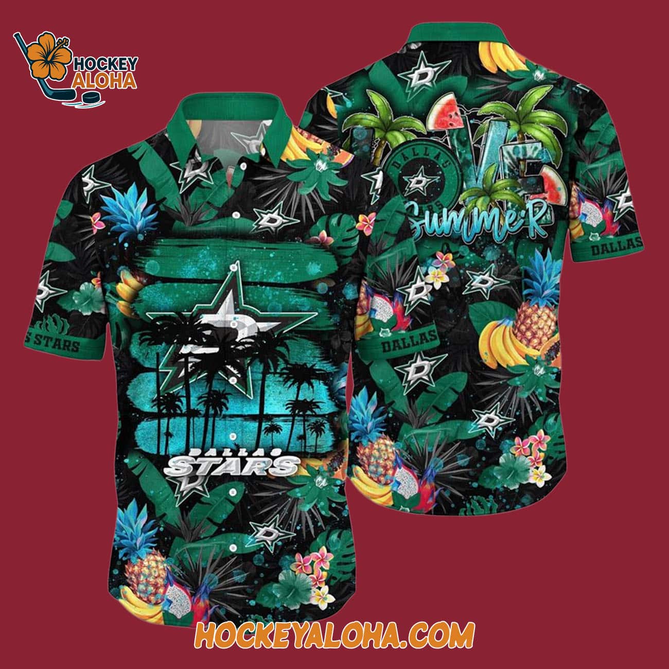 Dallas Stars With Tropical Fruits Summer Hawaiian Shirt Dallas Stars With Tropical Fruits Summer Hawaiian Shirt