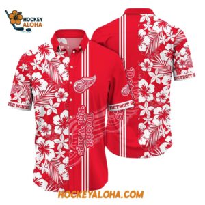Detroit Red Wings Tropical Apricot Blossom Pattern Summer Hawaiian Shirt 1