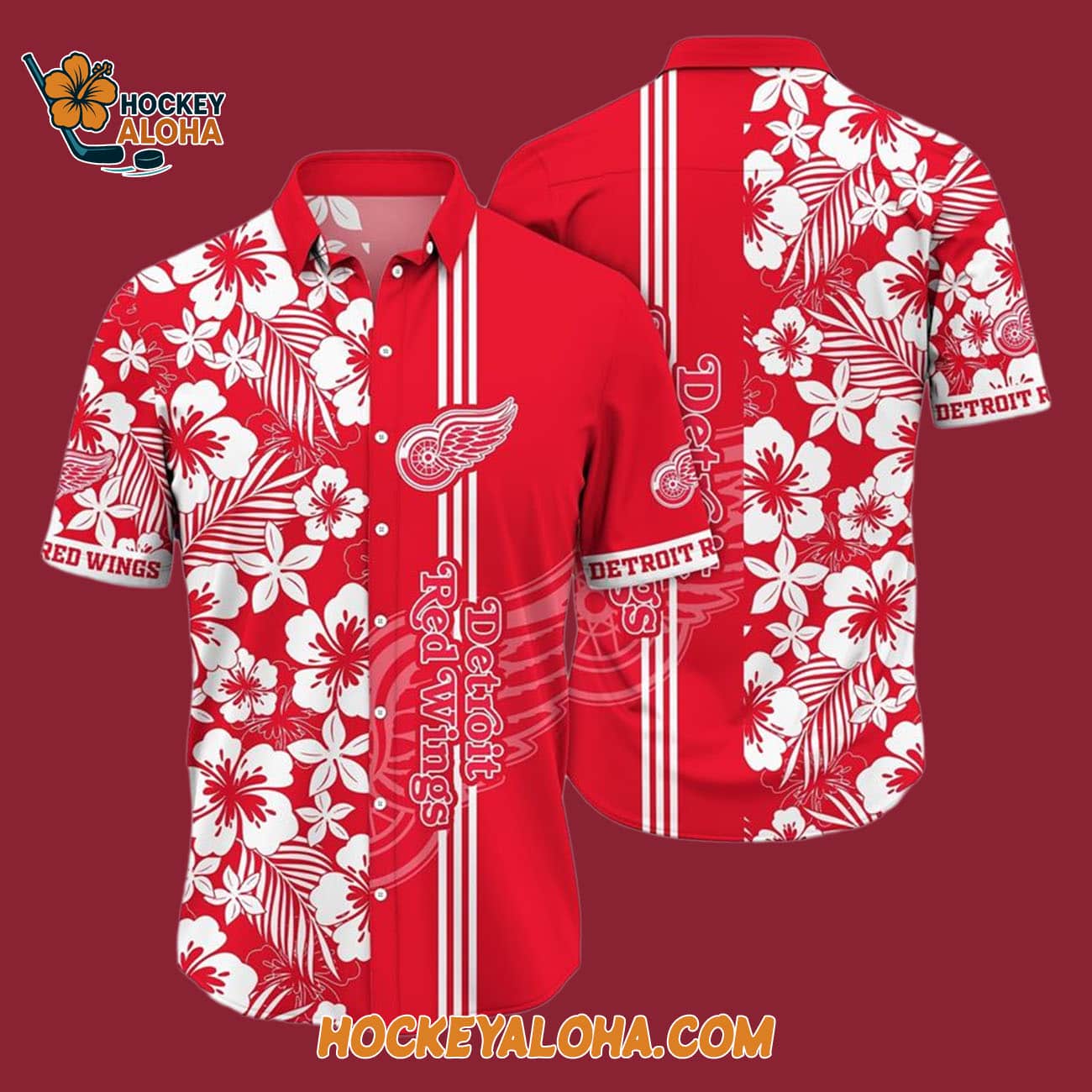 Detroit Red Wings Tropical Apricot Blossom Pattern Summer Hawaiian Shirt Detroit Red Wings Tropical Apricot Blossom Pattern Summer Hawaiian Shirt