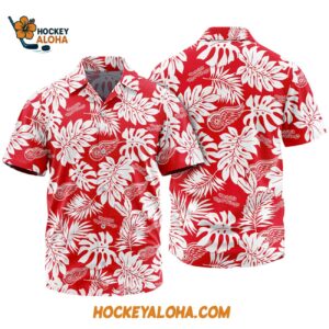 Detroit Red Wings Tropical Leafs Design Hawaiian Shirt 1