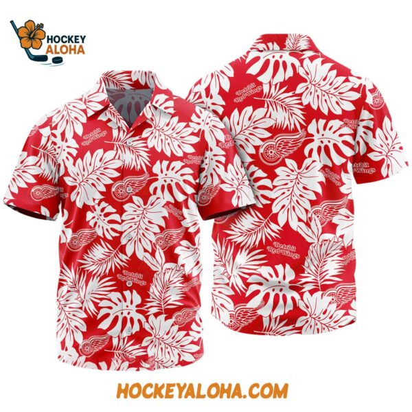 Detroit Red Wings Tropical Leafs Design Hawaiian Shirt 1