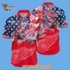 Detroit Red Wings With American Independence Day Pattern Summer Hawaiian Shirt 2