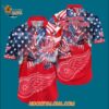Detroit Red Wings With American Independence Day Pattern Summer Hawaiian Shirt 3