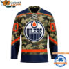 Edmonton Oilers Camo Veterans Custom Hockey Jersey 1