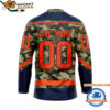 Edmonton Oilers Camo Veterans Custom Hockey Jersey 2