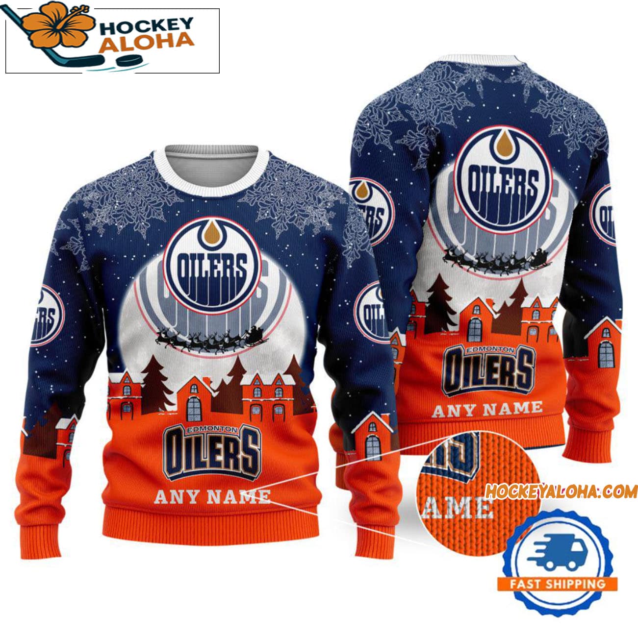 Edmonton Oilers Hockey New Design Litmited Ugly Sweater Custom Name Edmonton Oilers Hockey New Design Litmited Ugly Sweater Custom Name