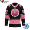 Edmonton Oilers In October We Wear Pink Breast Cancer Design Hockey Jersey 1