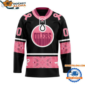 Edmonton Oilers In October We Wear Pink Breast Cancer Design Hockey Jersey 1