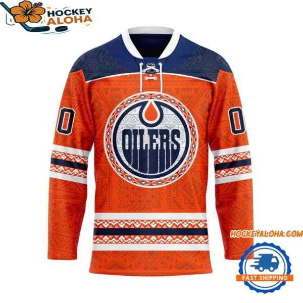 Edmonton Oilers Personalized Native American Hockey Jersey 1