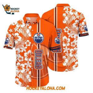 Edmonton Oilers Tropical Apricot Blossom Pattern Summer Hawaiian Shirt 1