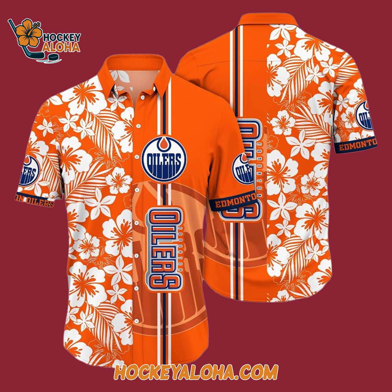 Edmonton Oilers Tropical Apricot Blossom Pattern Summer Hawaiian Shirt Edmonton Oilers Tropical Apricot Blossom Pattern Summer Hawaiian Shirt