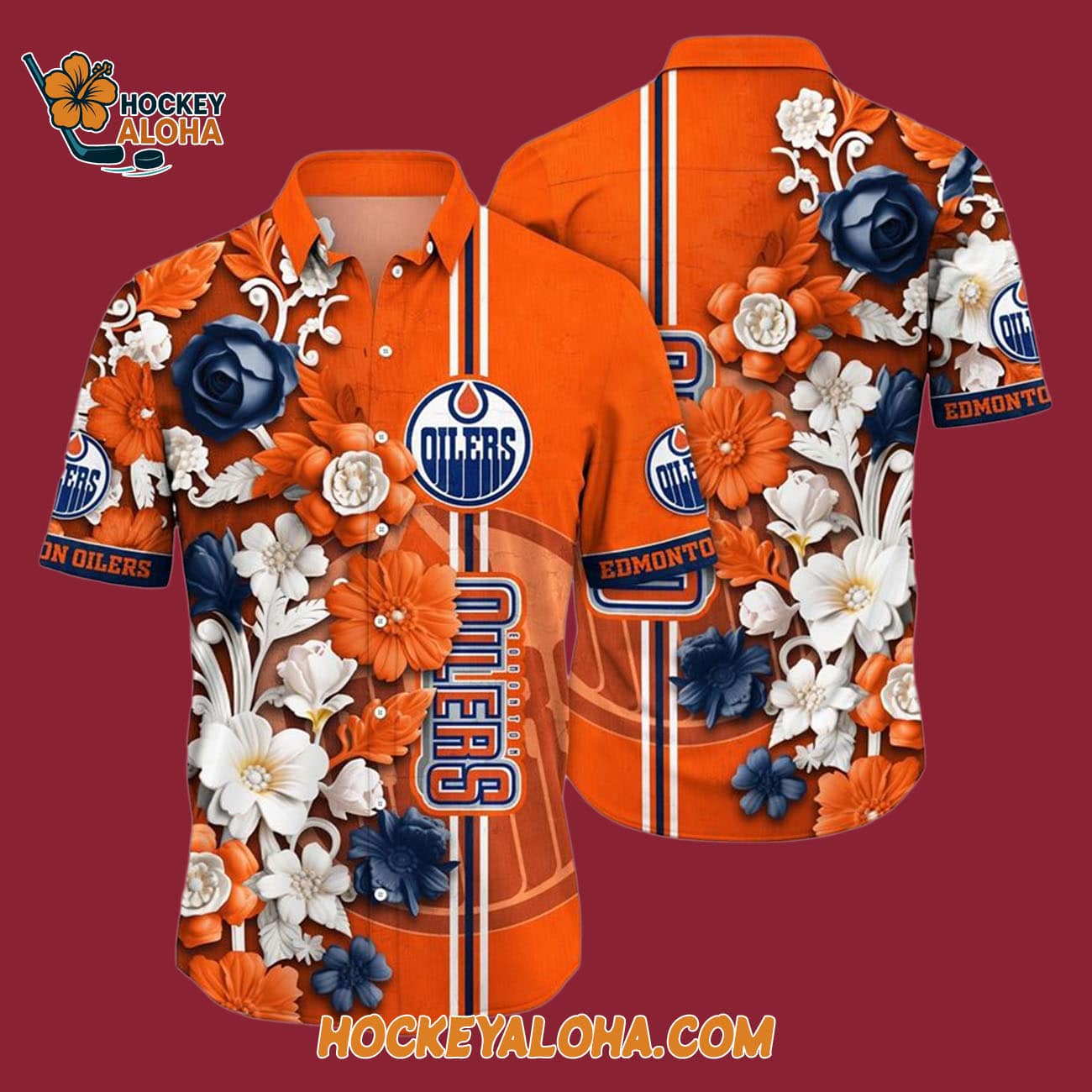 Edmonton Oilers Tropical Hepatica Floral Pattern Summer Hawaiian Shirt Edmonton Oilers Tropical Hepatica Floral Pattern Summer Hawaiian Shirt