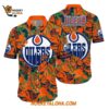 Edmonton Oilers Tropical Leaf Pattern Summer Hawaiian Shirt 1