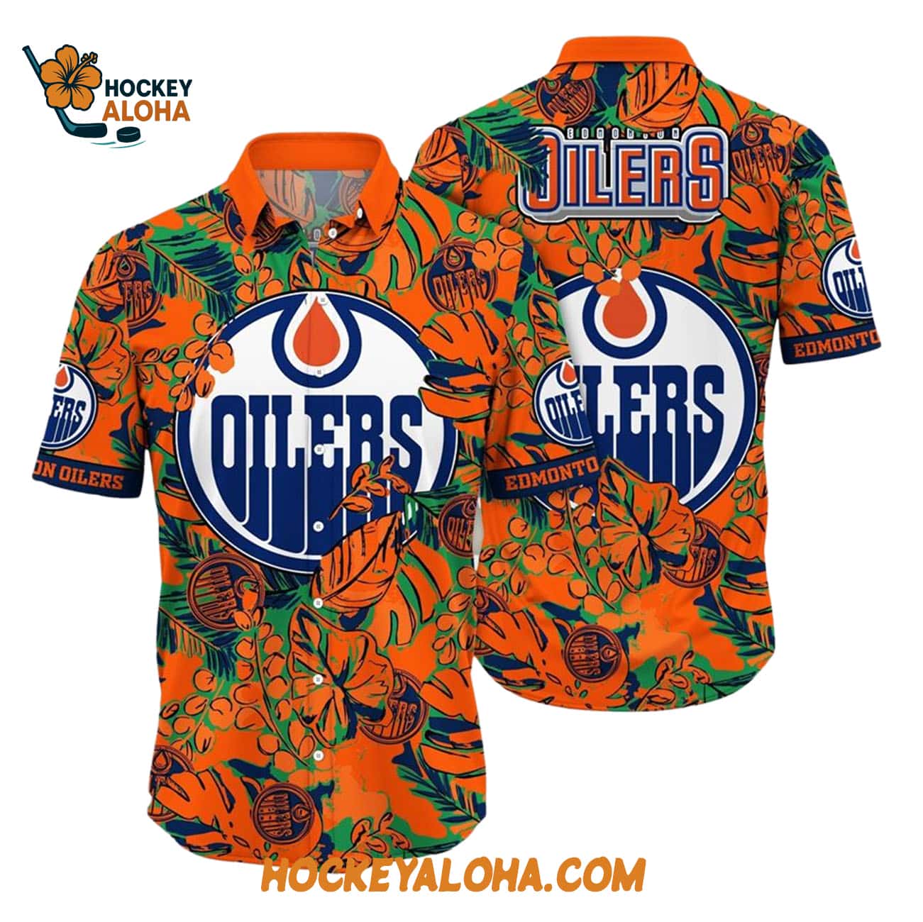 Edmonton Oilers Tropical Leaf Pattern Summer Hawaiian Shirt Edmonton Oilers Tropical Leaf Pattern Summer Hawaiian Shirt