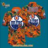Edmonton Oilers Tropical Leaf Pattern Summer Hawaiian Shirt 3