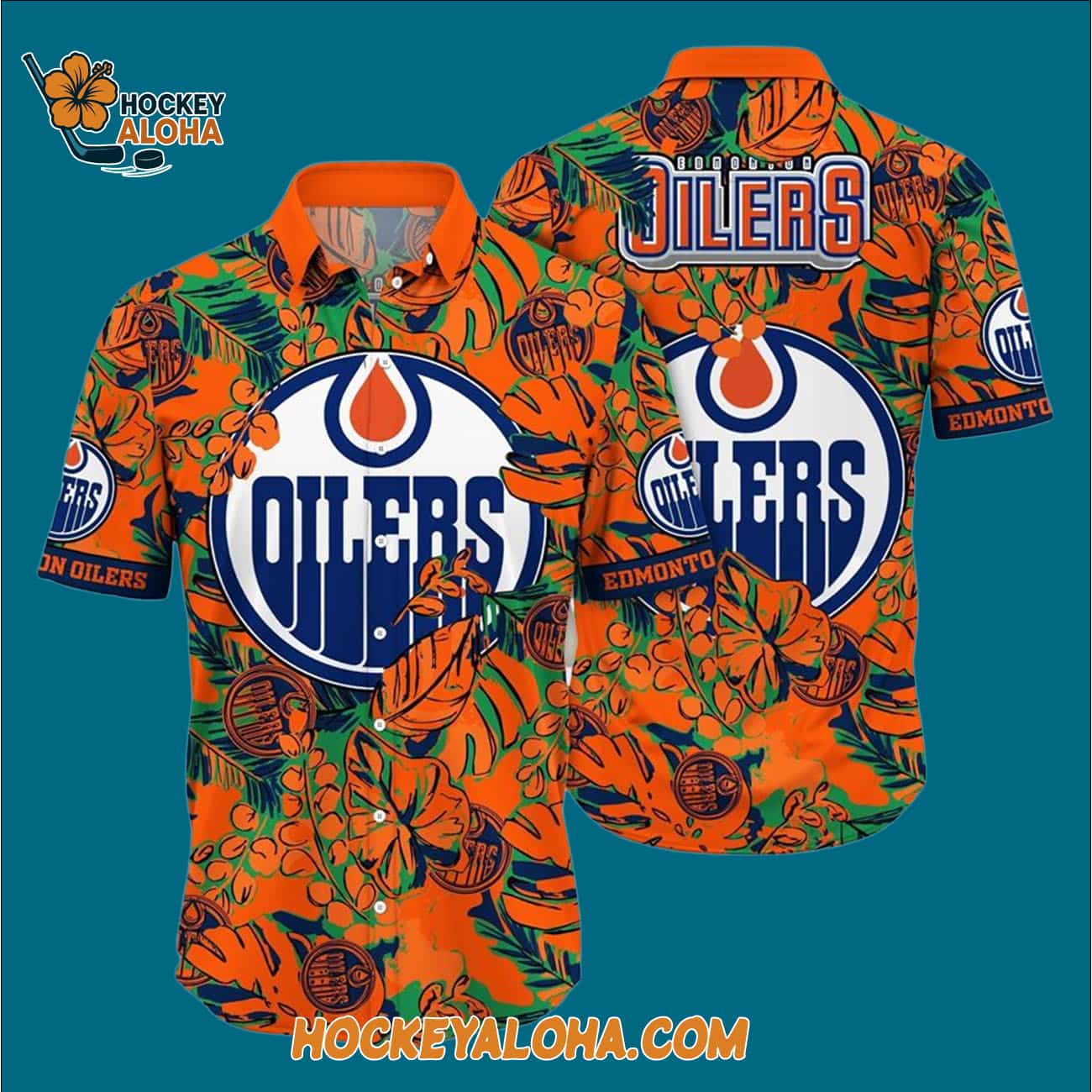 Edmonton Oilers Tropical Leaf Pattern Summer Hawaiian Shirt Edmonton Oilers Tropical Leaf Pattern Summer Hawaiian Shirt