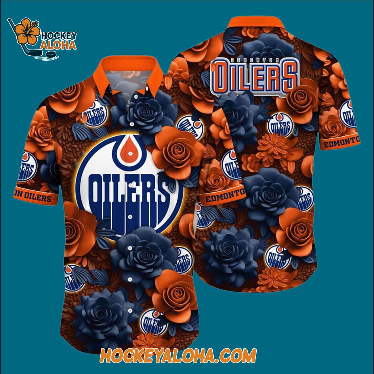 Edmonton Oilers Tropical Rose Pattern Summer Hawaiian Shirt Edmonton Oilers Tropical Rose Pattern Summer Hawaiian Shirt