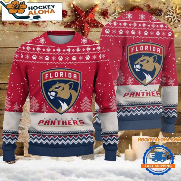 Florida Panthers Hockey Team Design New Christmas Ugly Sweater