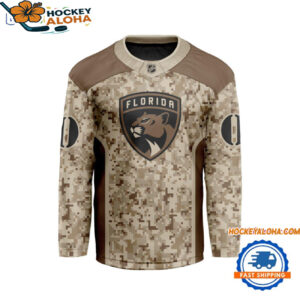 Florida Panthers Special Veterans Military Desert Camouflage Design Hockey Jersey 1