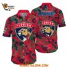 Florida Panthers Tropical Leaf Pattern Summer Hawaiian Shirt 1