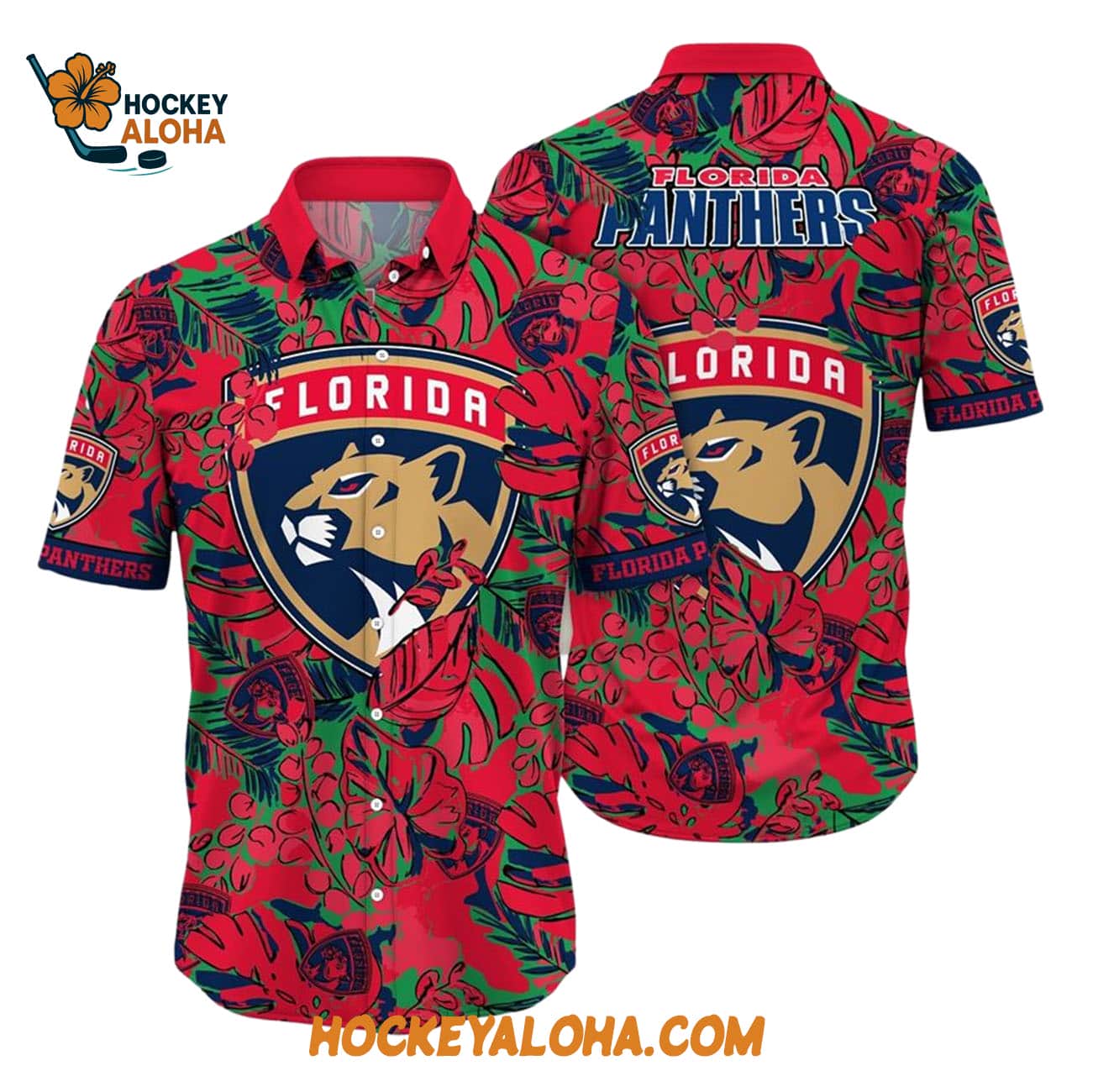 Florida Panthers Tropical Leaf Pattern Summer Hawaiian Shirt Florida Panthers Tropical Leaf Pattern Summer Hawaiian Shirt