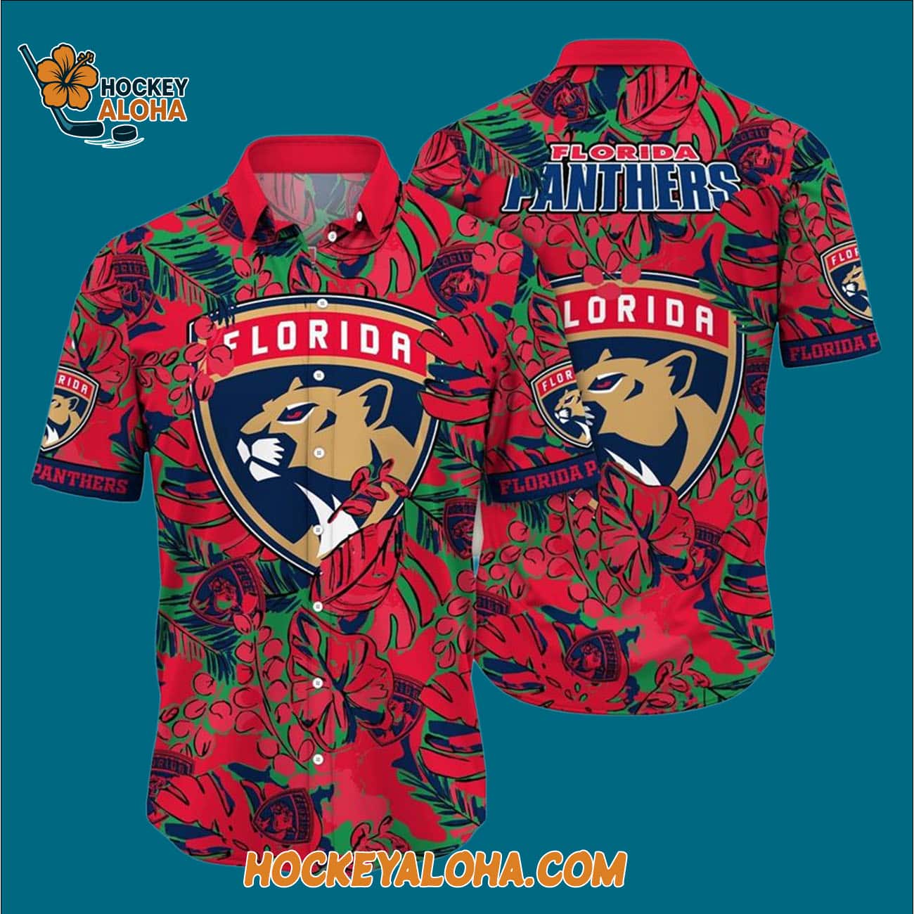 Florida Panthers Tropical Leaf Pattern Summer Hawaiian Shirt Florida Panthers Tropical Leaf Pattern Summer Hawaiian Shirt