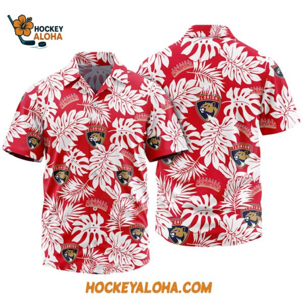 Florida Panthers Tropical Leafs Design Hawaiian Shirt 1