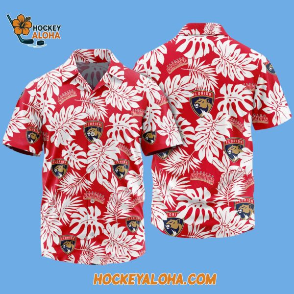 Florida Panthers Tropical Leafs Design Hawaiian Shirt 2