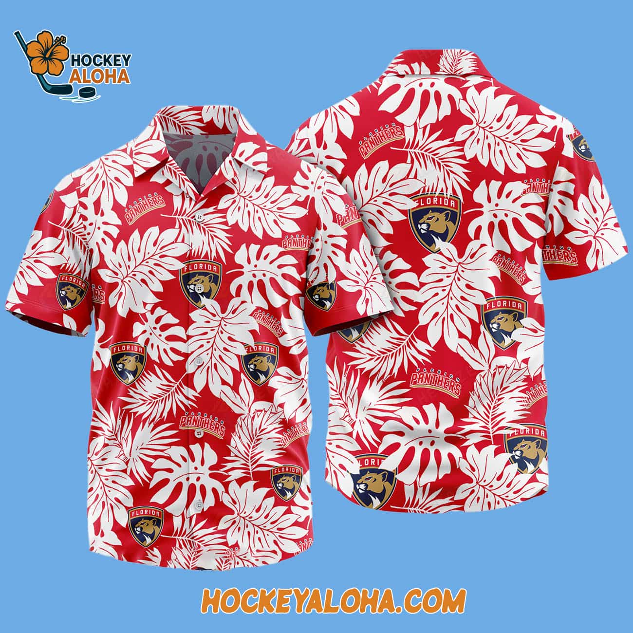 Florida Panthers Tropical Leafs Design Hawaiian Shirt Florida Panthers Tropical Leafs Design Hawaiian Shirt