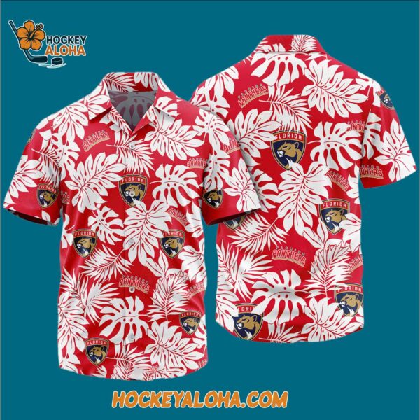 Florida Panthers Tropical Leafs Design Hawaiian Shirt 3