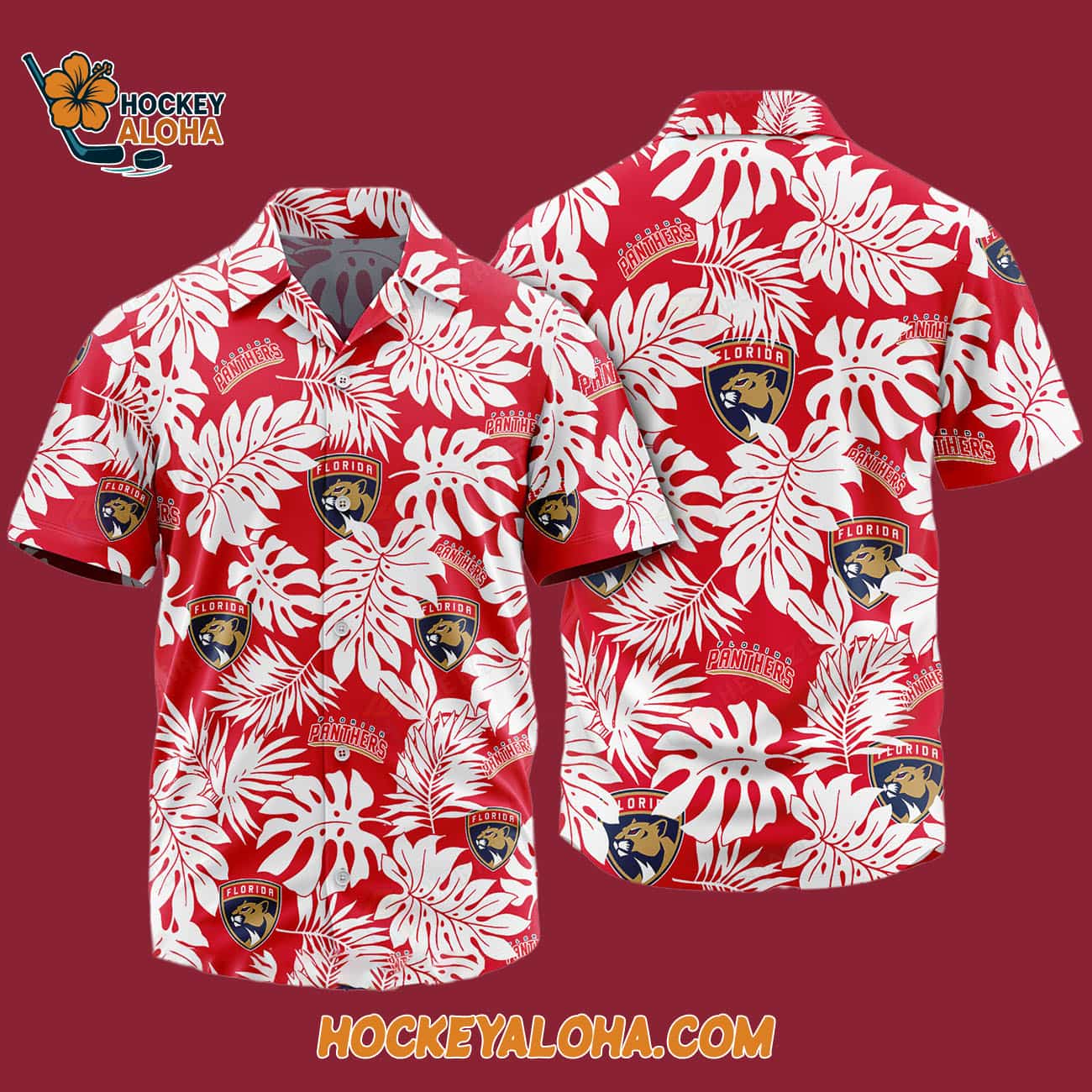 Florida Panthers Tropical Leafs Design Hawaiian Shirt Florida Panthers Tropical Leafs Design Hawaiian Shirt